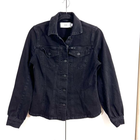 Closed Denim Jacket Women’s M Washed Black Button Front Made In Italy - Picture 1 of 8